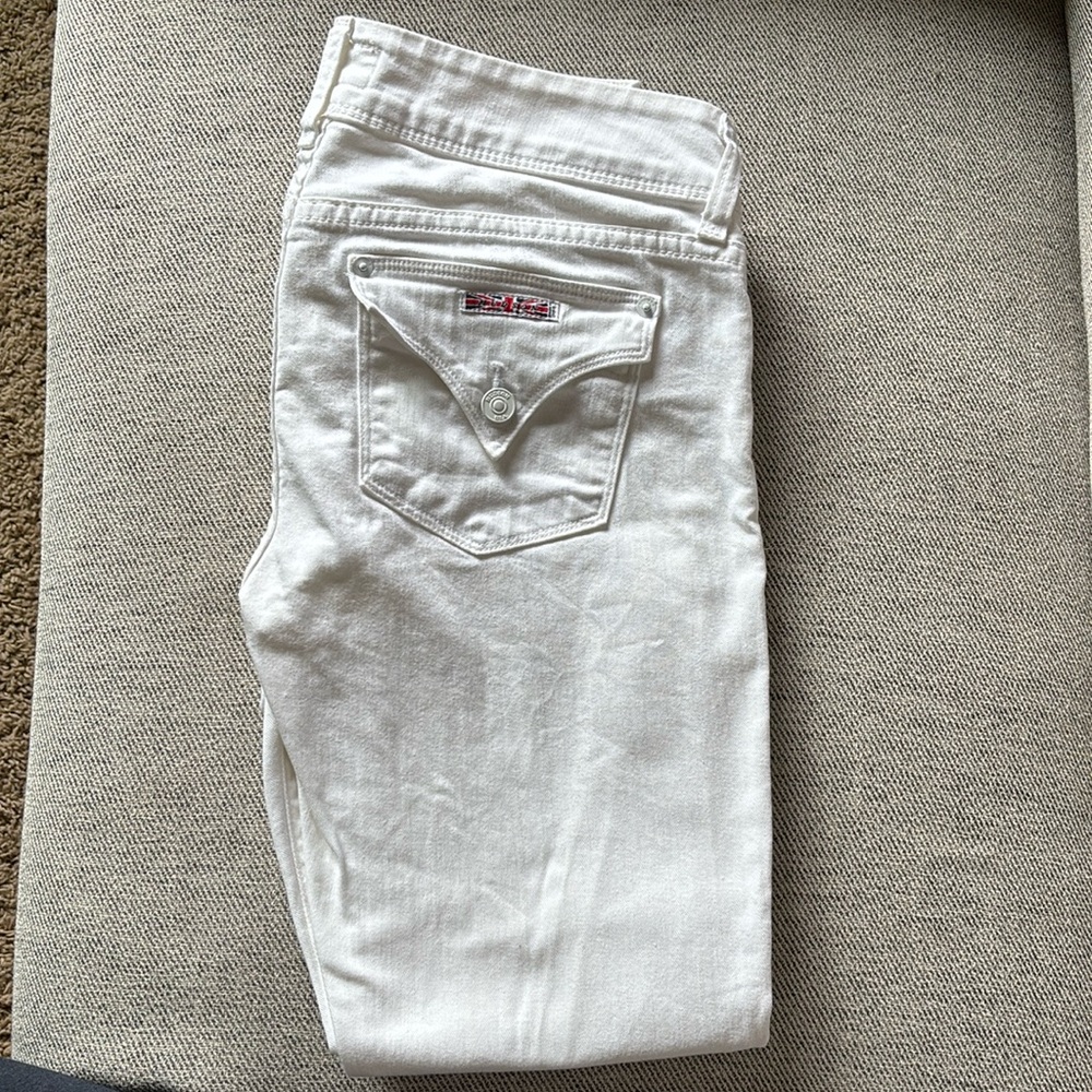 HUDSON Ginny Crop Straight Cuffed White Jeans Size 28
